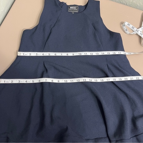 🦩 Wesc Navy Blue Sleeveless A-Line Dress‎ Medium knee length - Picture 15 of 16